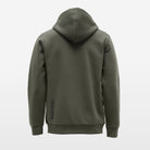 Green hoodie shown from the back on a light gray background