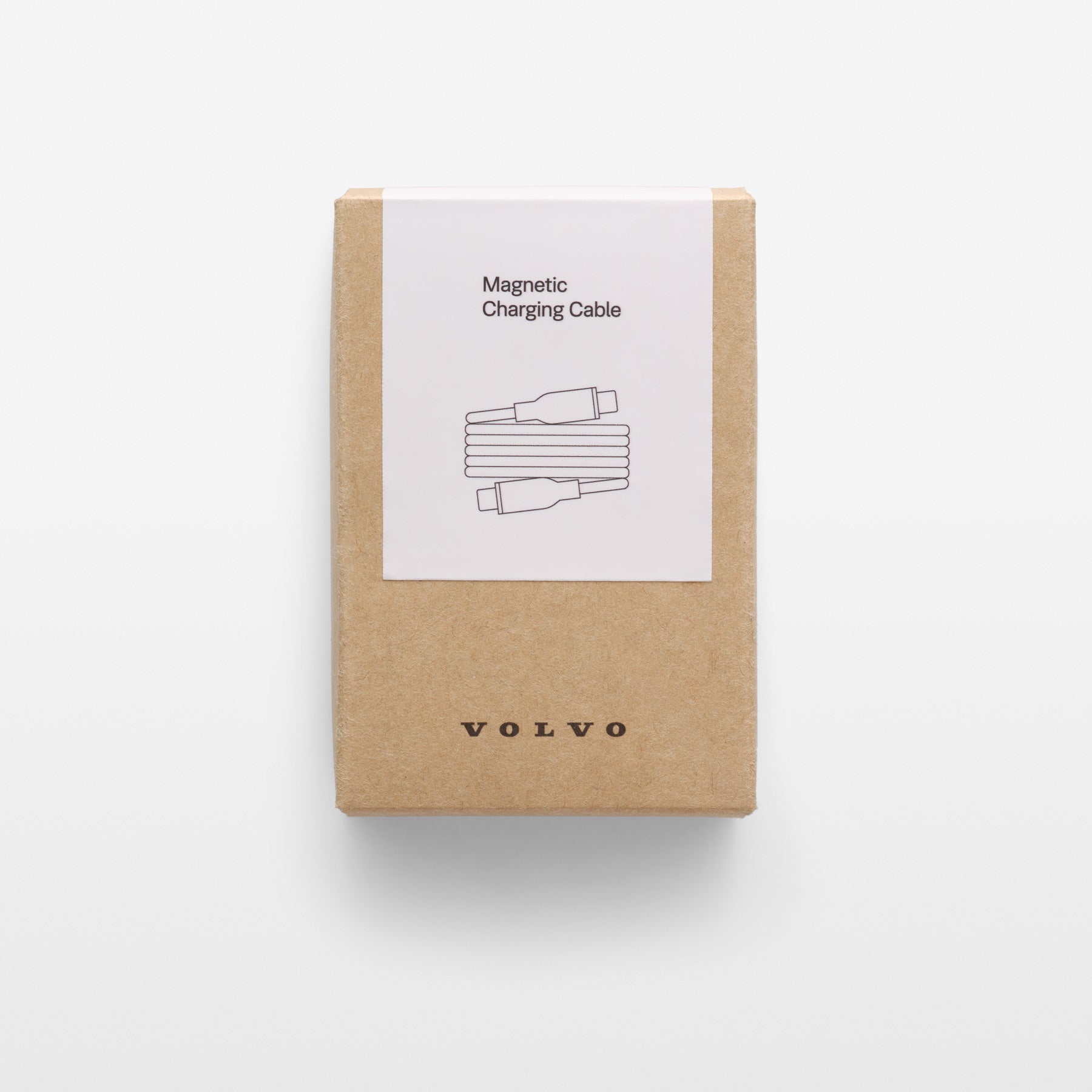 Box of Volvo magnetic charging cable on a white background