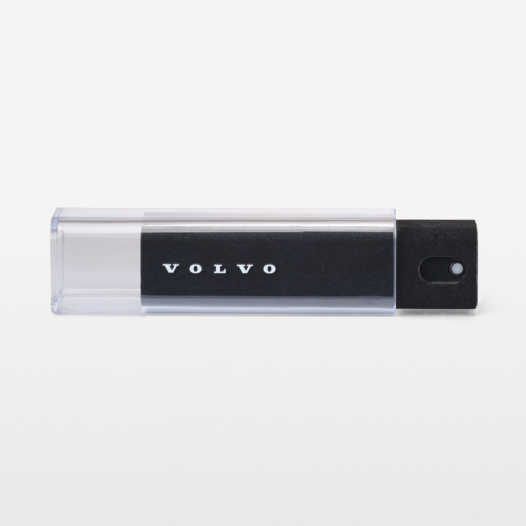 Screen Cleaner in black with logo branding on light grey background