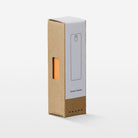 Branded product packaging on light grey background